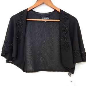 KPETITE Collections Beaded Black Shrug Shawl Formal Wear Size 6P NWT
